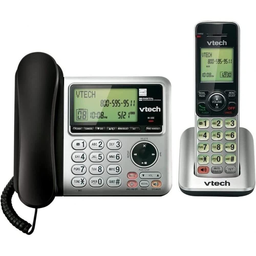 VTech Expandable Corded Cordless Phone Answering Machine Call Waiting 1 Handset
